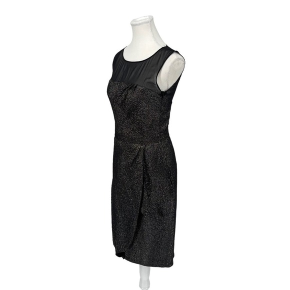 Luca Luca Metallic Mini Dress 100% Silk Sheer Gold Black IT Size 40 - Picture 2 of 10
